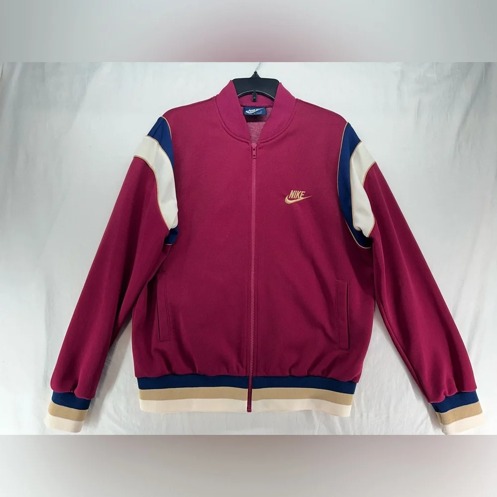 Nike Blue Tag Track Suit Maroon/Cream/Navy Blue Vintage 80s Men’s L